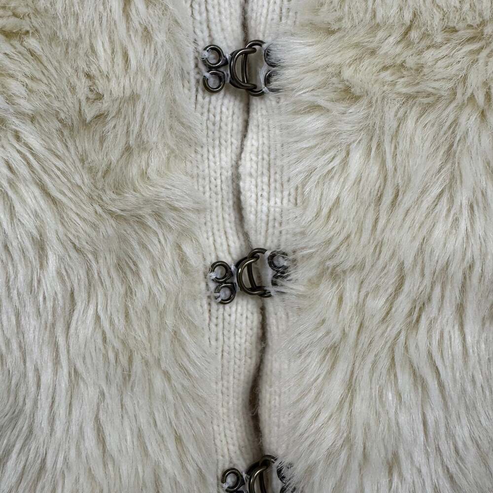 Ann Taylor LOFT Faux Fur Ivory Cardigan - Picture 2 of 6